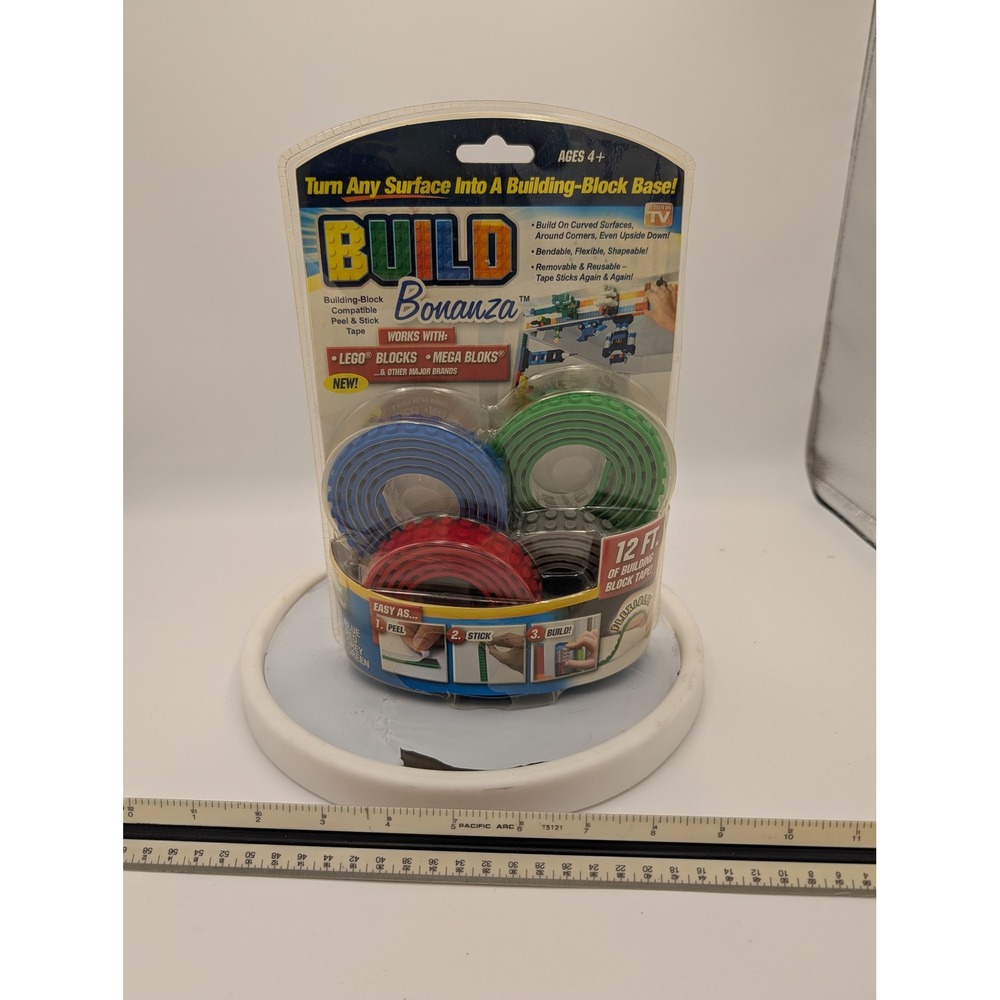 Build Bonanza Building Block Tape 12 Ft 4 Colors‎ Peel Stick LEGO Compatible New
